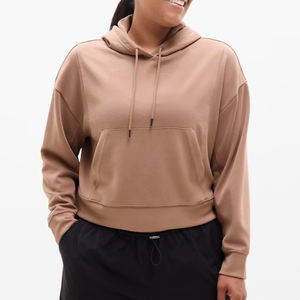 Felpe con Logo personalizzato OEM maglione ampio ricamato da <span class=keywords><strong>donna</strong></span> felpe 100% cotone da <span class=keywords><strong>donna</strong></span> <span class=keywords><strong>oversize</strong></span> felpe con cappuccio corte in <span class=keywords><strong>pile</strong></span> - Product Image 3