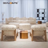 Canapé modulaire sectionnel en L/U de luxe moderne italien en tissu bouclé pour salon de villa - Durable et écologique