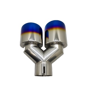 Pipa knalpot Dual Outlet 2.5 "& <span class=keywords><strong>3</strong></span>", lapisan biru baja tahan karat 304 cocok untuk model kendaraan umum - Product Image 1