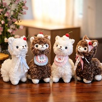 Peluche Alpaga Mignonne Kawaii, Jouet en Peluche Doux en Polaire Bouclée, Poupée Alpaga Blanche avec Nœud et Décoration Cerise, Cadeau en Gros