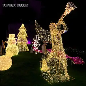 Outdoor Commercial Decoration Christmas Angels 3D Rope Light Large Outdoor Angels For Display With Lights