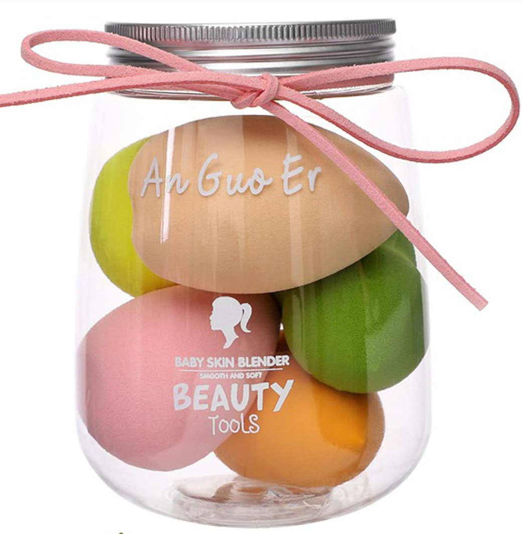 Горячая Распродажа стеклянная бутылка 5 шт набор губки для макияжа блендер Косметика Красота основа смешивание Губка Макияж яйцо для крема и пудры