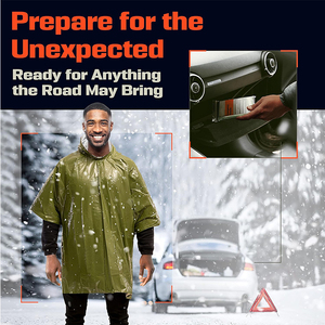 Nhãn hiệu riêng không thấm nước PE nhôm Lá Nhiệt Mylar Survival khẩn cấp chăn Poncho - Product Image 5