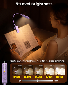 Glocusent Nouvelle <span class=keywords><strong>Lampe</strong></span> <span class=keywords><strong>de</strong></span> <span class=keywords><strong>Lecture</strong></span> Portable Rechargeable à Clipser, 3 Couleurs, Contrôle Sans Fil, Gradation Continue, USB-C, Longue Durée - Product Image 3