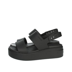 Sandali neri con tacco 206453 con punta aperta e Peep Toe traspirante in altezza per la primavera e l'estate con soletta in gomma - Product Image 1