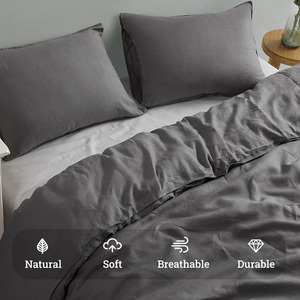 OEKO-TEX certificata 100% biancheria da letto in lino e francese lavata in pura pietra intrecciata, la regina del re include il copripiumino - Product Image 3