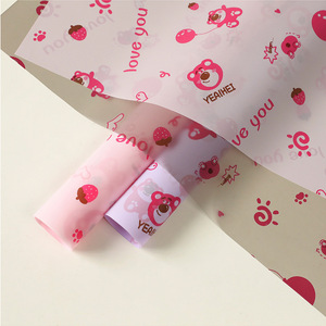 Bóng Dâu Gấu Hoa Giấy Gói, Bán Trong Suốt Matte Hàn Quốc Hàn Quốc Giấy, Phim Hoạt Hình Không Thấm Nước - Product Image 2