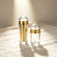 Bouteilles capsules en acrylique transparent de luxe avec intérieur doré, contenants vides pour pilules, vitamines, suppléments, médicaments, emballages personnalisés