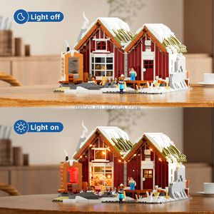 Lumibricks Spa cabina per montaggio da costruzione mattoni 2235 pz nordico casa a schiera stile architettonico Brocks con luce a LED - Product Image 4