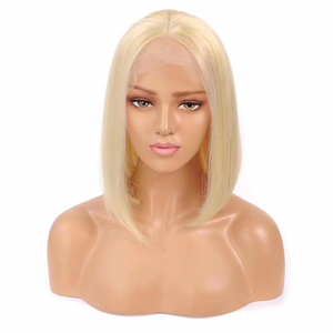 Perruque Bob brésilienne naturelle Remy <span class=keywords><strong>coupe</strong></span> <span class=keywords><strong>courte</strong></span>, cheveux humains, blond 613, 13x4, bon marché, vente en gros - Product Image 4