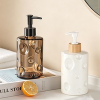 MEILUN ML-SD002 400ml Dispenser Sabun Kaca Embossed dengan Pompa Emas Botol Isi Ulang Sabun Tangan