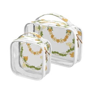 2-piece Hawaii <b>Lei</b> Design Waterproof Portable Wash Clear Bag Transparent Travel Storage PVC Makeup Cosmetic Organizer Pouch Bag - Product Image 2