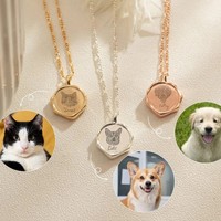 Collier personnalisé avec photo d'animal de compagnie gravée, pendentif plaque nominative portrait personnalisé, bijoux commémoratifs pour chien ou chat, idéal pour un cadeau
