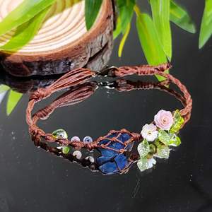 Serie de bosque amarillo y verde, pulsera hecha a mano, collar de piedra cruda de cristal Natural hecho a mano, los mejores regalos de pulsera ajustables - Product Image 6