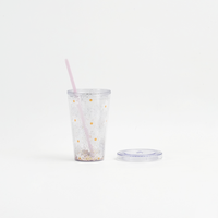 Gobelet en plastique transparent à double paroi de 16 oz pour boissons froides, réutilisable, promotionnel, avec paille et impression de logo personnalisé