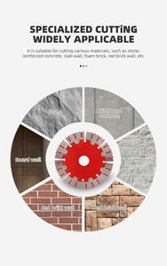 <span class=keywords><strong>Lame</strong></span> de <span class=keywords><strong>scie</strong></span> diamantée segmentée à dents larges de 190 mm de qualité industrielle OEM, finition revêtue de Ti, pour la découpe/le rainurage du béton mural - Product Image 6