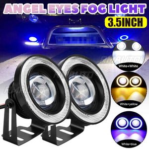 2 pièces, 3,5 pouces, 12V, phare antibrouillard universel COB LED, feux de jour Angel Eyes, phare antibrouillard 30W, blanc, jaune, bleu - Product Image 1