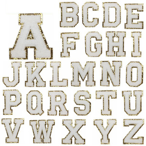 Loveda, venta al por mayor, parches bordados con letras al por mayor, pegatinas grandes con purpurina, parches de chenilla para planchar, parches para ropa, parche para el día del juego - Product Image 5