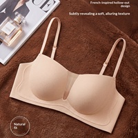 Soutien-gorge sans armatures, style français, décolleté en V profond, sans coutures, confortable, léger, respirant, avec maintien et effet push-up