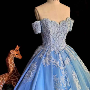 Robes de soirée 9508 2022, col rond, dentelle, épaules dénudées, manches courtes, longueur maxi, couleur unie, robe de soirée en mousseline de soie - Product Image 3