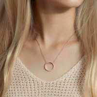 Minimaliste En Acier Inoxydable Cercle Intérieur Cercle Gravure Message Secret Deux Trous Curseur Anneau Pendentif Collier