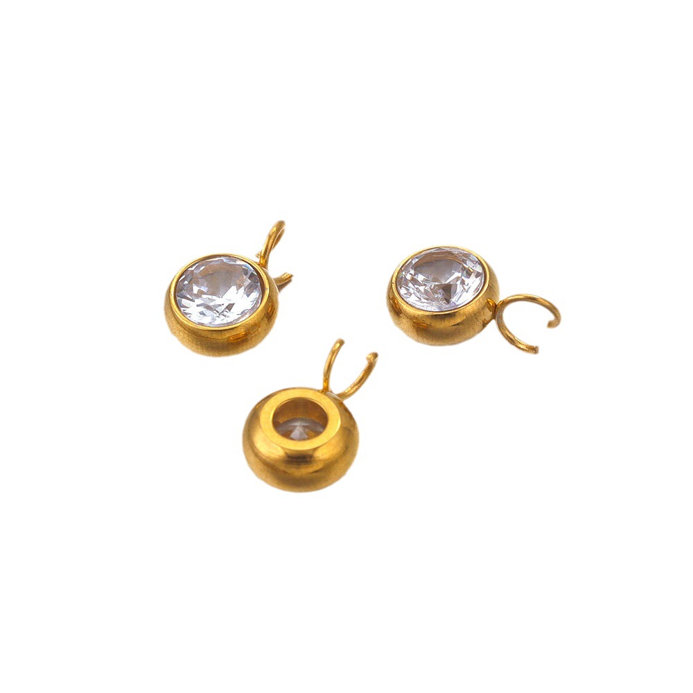 Stainless Steel Round Crystal Pendant Necklace Bracelet Making Diy Handmade Jewelry Accessories