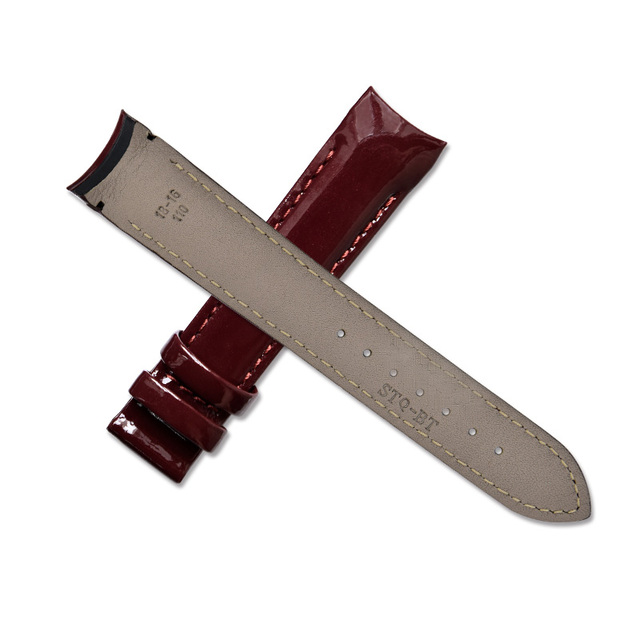 Glossy Wine-red Alligator Grain Matte Brown Black Qualitative 18mm 22mm 24mm Curved End Band Genuine Leather Watch Strap