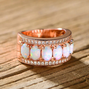 Oval <b>Opal</b> Color Design <b>Ring</b> Elegant Style Finger <b>Ring</b> for Women - Product Image 3