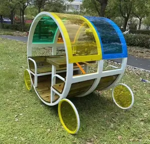 Conjunto de playhouse de madeira para crianças, playground pré-escolar ao ar livre para crianças, casa de brincar ao ar livre
