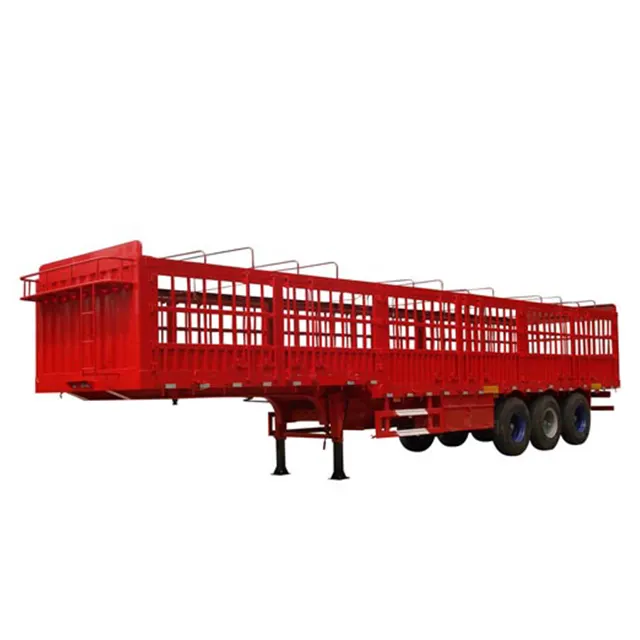 60 ton 3 axles animals livestock cattle sheep chicken transport sidewall fence cargo truck semi trailer