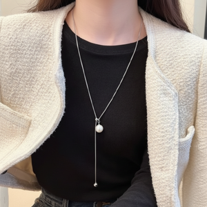 Collana lunga moda popolare con catena di perle eleganti gioielli accessori - Product Image 1