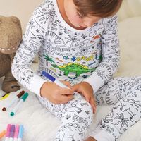 Pyjama à colorier pour enfants Guai Colorable Premium, ensemble de vêtements de nuit à manches longues, activité créative, pyjama