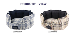 Cama ovalada de tartán suave de alta calidad para perros, tamaño XL, cama lavable antideslizante para mascotas, diseño elegante para gatos, venta al por mayor, Cuccia Per Cani PP - Product Image 3