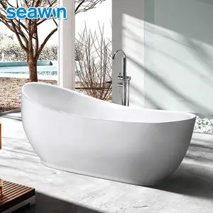 Bath Freestanding Solid Surface Tub Modern Stand Alone Acrylic Resin Bathtub