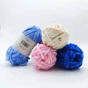 Shining Chenille Yarn for Hand Knitting 1/0.8NM Polyester Good Raw Asia Blended Yarn Ring SPUN