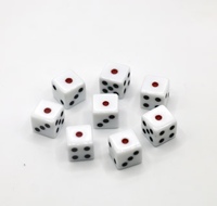 Dés en acrylique à coins carrés de 10 mm, entièrement noirs avec un point rouge, dés à six faces