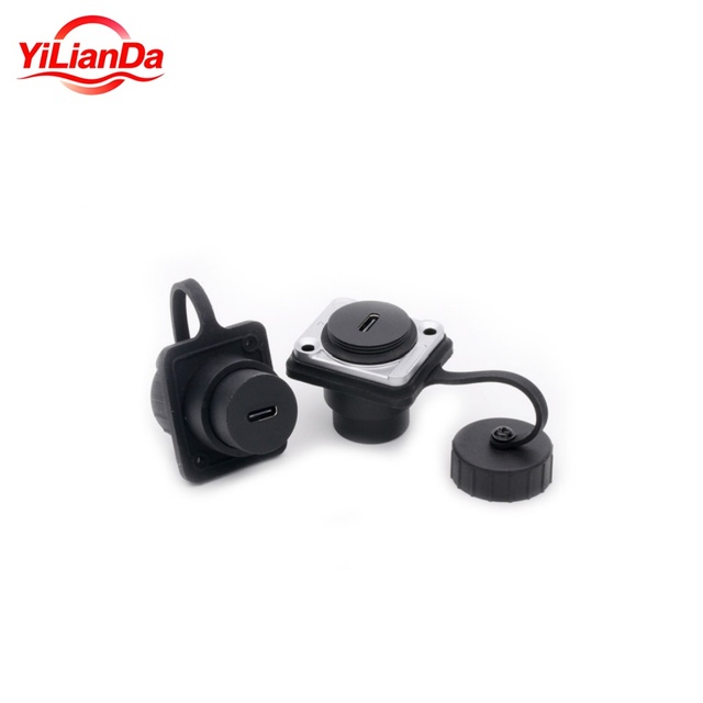 Outdoor Waterproof USB Type C Connector Female and Male Cable Welding Wires Pcb Panel Mount Socket Port USB Connector Adapter