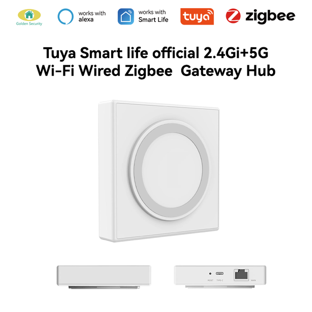 2026 Tuya 2.4G 5G Dual Band Smart Home Ethernet Wired Tuya Zigbee Gateway Hub Support Local Scene/Linkage Fast Reaction Time