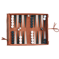 Ensemble de jeu de backgammon personnalisé de luxe portable en daim véritable-Terrain de jeu pop-up avec pierres en bois gravées au design élégant