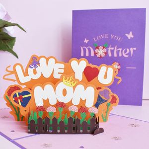 Carte de vœux en papier découpé fait main pour « J'aime maman » - Cartes de vœux 3D pop-up - Product Image 4