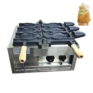 Ticari yapışmaz kaplama taiyaki 3 balık şekli waffle makinesi açık ağız