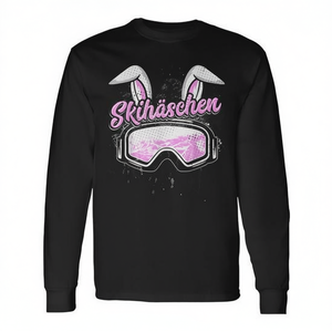 T-shirt à manches longues Ski Bunny, lunettes roses, oreilles de lapin, design ski et après-ski - Product Image 2