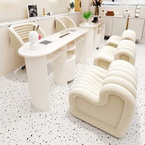 Modern Marble Cream Style Salon Nail Art <strong>Desk</strong> Table with Built-in High Power <strong>Hoover</strong> No Dust Leakage Commercial Furniture - Product Image 4