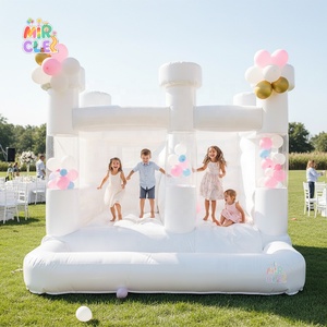 <span class=keywords><strong>Castillo</strong></span> Blanco <span class=keywords><strong>de</strong></span> Ensueño para Niños con Pilares <span class=keywords><strong>de</strong></span> Globos Transparentes, Casa <span class=keywords><strong>de</strong></span> Brinco Comercial para Fiestas Temáticas - Product Image 1
