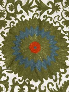 Traditional Uzbek Suzani Cotton <b>Throw</b> Hand Embroidered <b>Bed</b> <b>Cover</b> Colorful Boho Wall Hanging Textile - Product Image 5