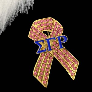 Sigma Gamma Rho Pink Rhinestone Ribbon Brooch Pins Lapel <strong>Buttons</strong> <strong>Badges</strong> - Product Image 3