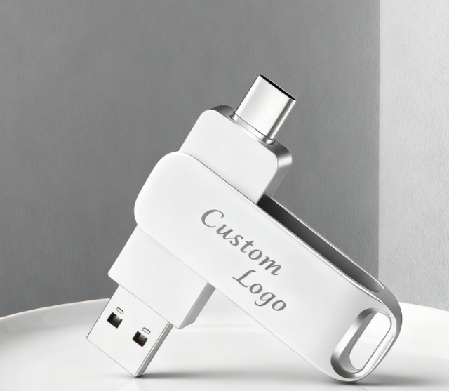 High-Speed Twister Type-C 2 In1 Metal Flash Drive 16GB 32GB 64GB Custom Logo 2 in 1 Metal USB Promotional Gift U Disk Memory