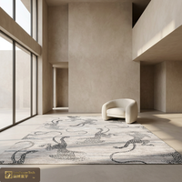 Tapis turc haut de gamme LandScopeTech, imprimé léopard abstrait, tissé Wilton, avec envers en jute naturel, tapis de luxe design, art décoratif