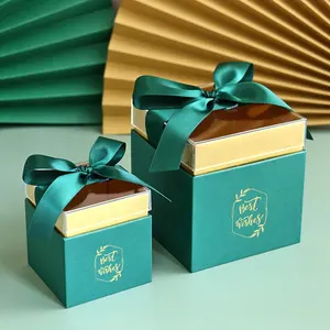 럭셔리 크리 에이 티브 Ins 스타일 4 인치 녹색 투명 크리스마스 생일 웨딩 아크릴 상자 사탕