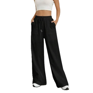 Pantalones Anchos Casuales de Mujer, Hechos a Medida, de Tiro Medio, con Cordón Elástico, al por Mayor, Sexys, Cómodos y Elásticos - Product Image 1